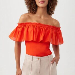 Trina Turk 'Lakeland' Off-The-Shoulder Ruffled Top, Reef Red